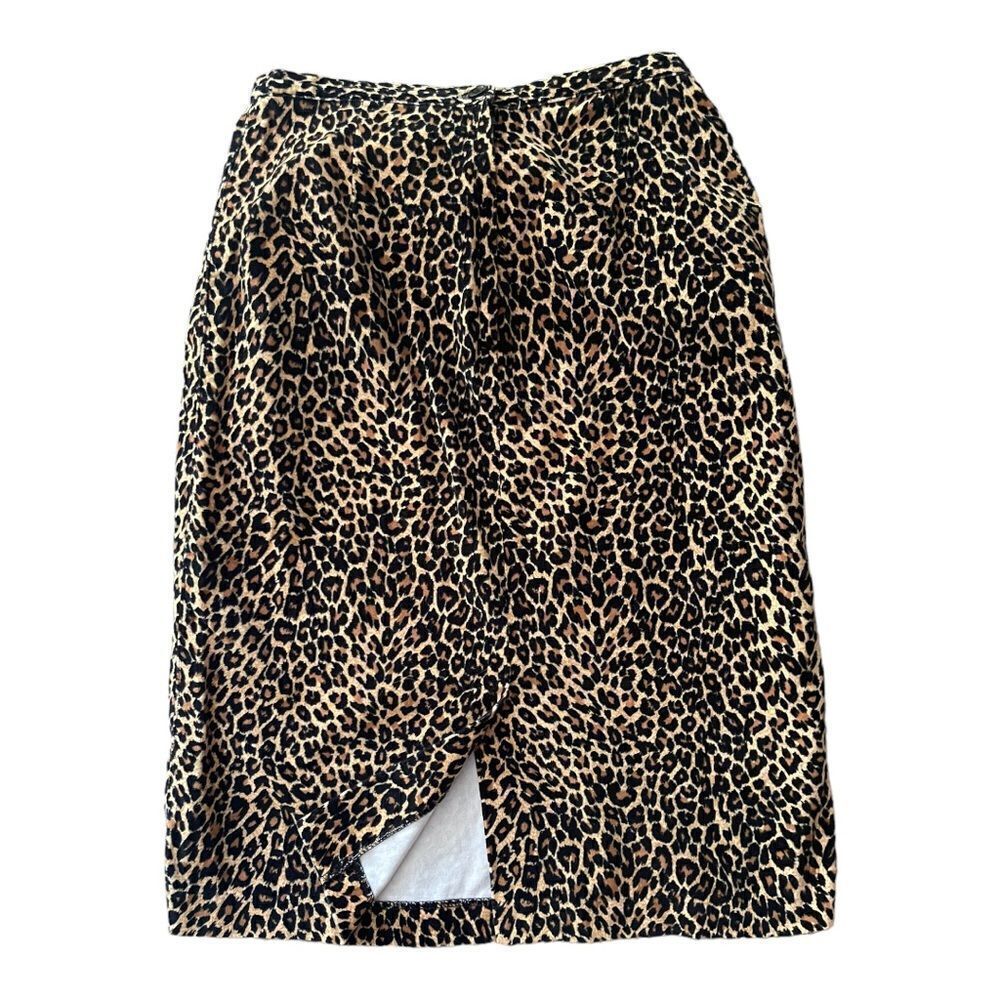 Vintage Newport Jeanology Leopard High Waist Pencil Skirt Size 8 Animal Print - Picture 6 of 7